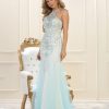 Beaded Halter Prom Gown